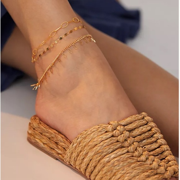 Anthropologie Jewelry - NWT set of 3 geometric anklets